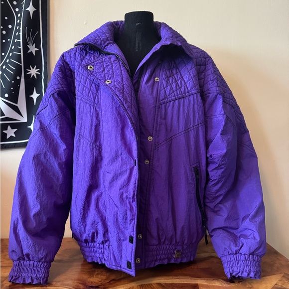 Vintage 90s Size 12 Europa Helly Hansen Jacket Purple Puffer Quilted Coat - Picture 1 of 14